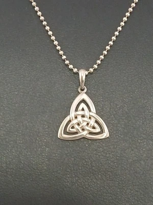 SOLVAR IRLAND 925 Sterling Silber Double CELTIC Trinity Knoten Anhänger Halskette - Bild 1 von 4