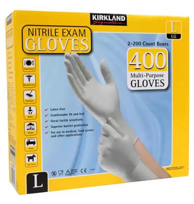 Kirkland Signature Large Nitril Untersuchung medizinische Lebensmittel Handschuhe Latex, 2 x 200er Pack