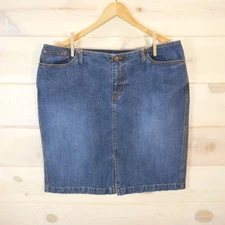 Venezia Women's 16 Dark Wash Denim Skirt Pockets Slits Pencil Country Western