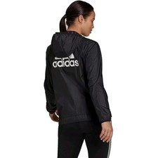 Adidas Windbreaker Women's Small Black Windy RDY Aeroready Hood Jacket Zip NEW