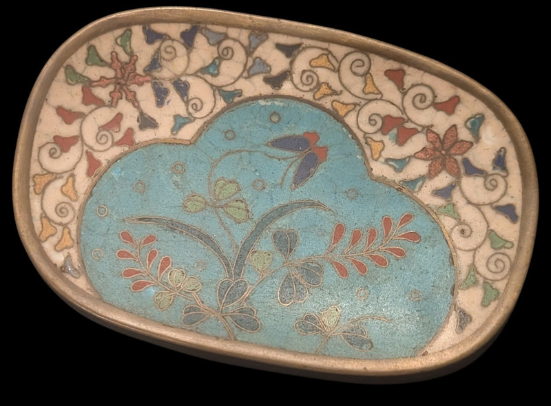 Beautiful Vintage Antique Enameled Trinket Tray