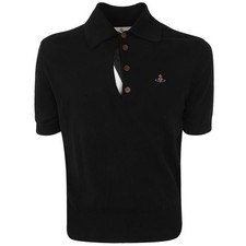 Vivienne Westwood Logo Embroidered Cut-Out Polo Shirt Black 153209250