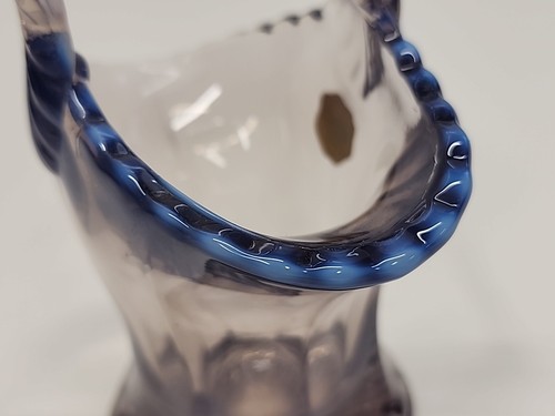 Adesivo Westmoreland margherita cesto lavanda vetro trasparente dipinto a mano anni 70 MCM - Foto 8 di 14