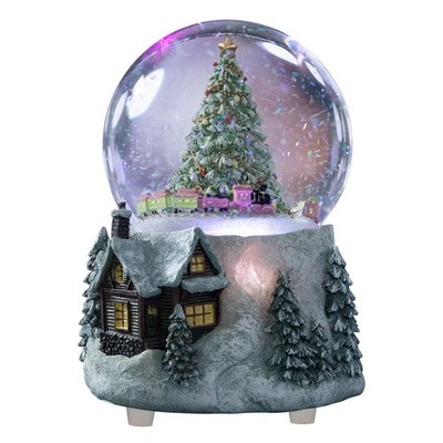 Christmas Tree and Automatic Revolving Train Snow Globe Color Changing Light ...