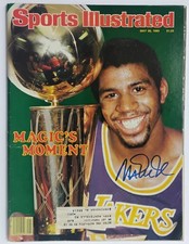 1980 Magic Johnson BAS Signed NBA Finals MVP Rookie Sports Illustrated Lakers rc