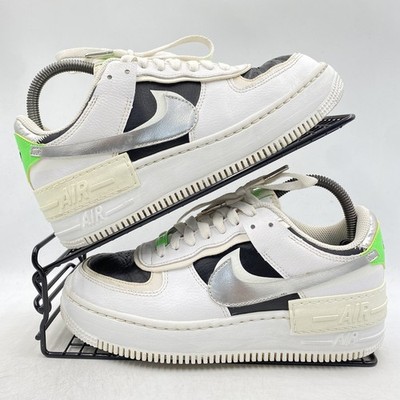 Nike Air Force 1 Shadow White Black Green Sneaker Größe UK 5,5 Damen DN8006-100