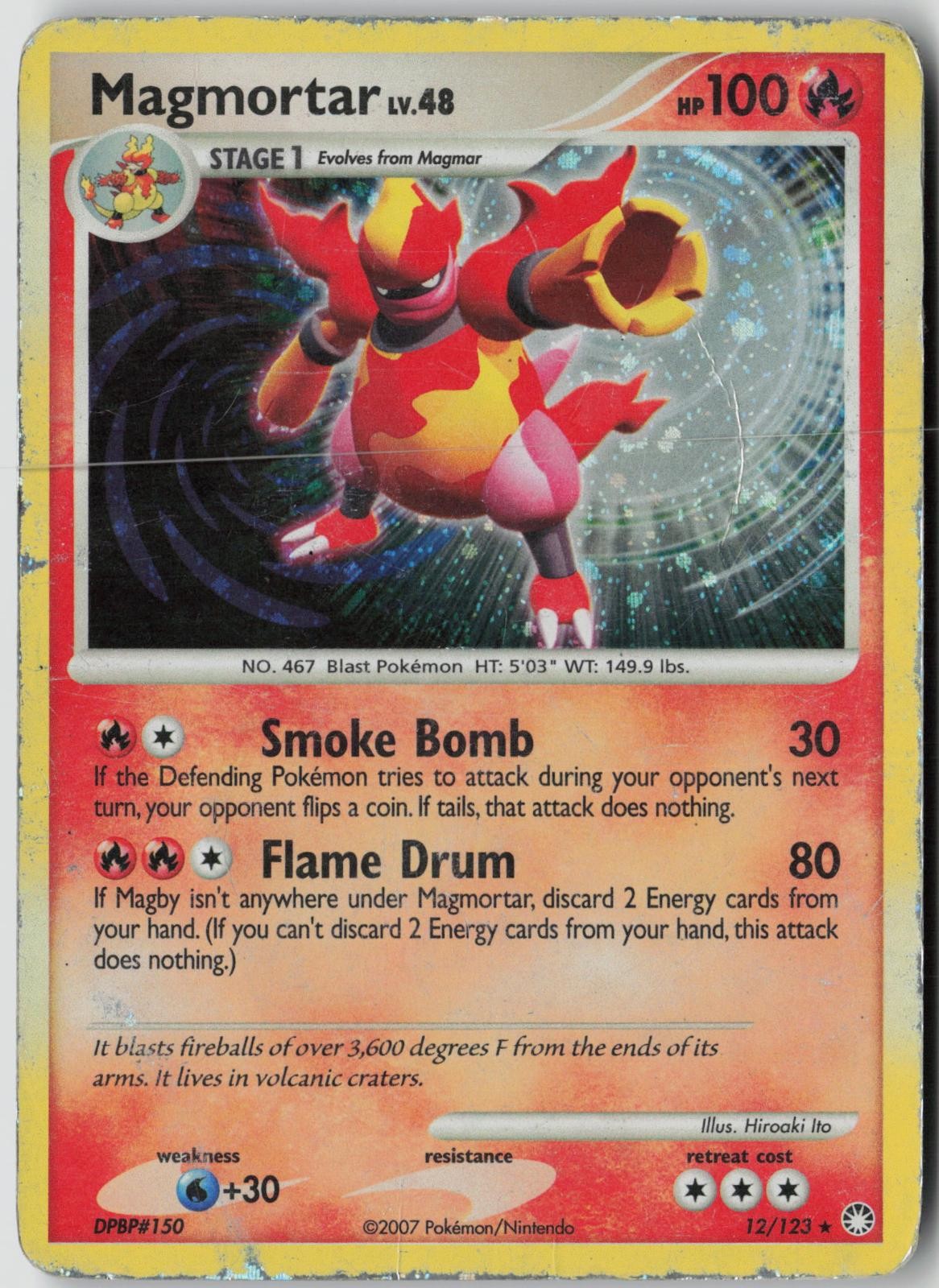 Magmortar 12/123 Holo Rare Mysterious Treasures Pokemon Heavily Played