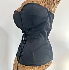 CHARLOTTE RUSSE Black Lace Up Corset Bodice Goth Strapless Top Y2K 2000s Large