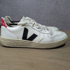 VEJA V-10 Leather Sneakers White Nautico Pekin Navy Red Mens UK 9 EU 43
