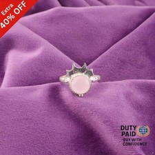 Valentines Sale 925 Silver Rose Chalcedony Stone Channel Set Band Ring Jewelry