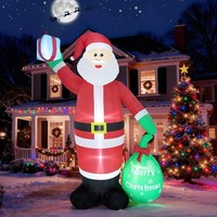 Aufblasbare Weihnachtsdeko 2,4M Weihnachtsmann Mit GeschenktüTe LED FüR Garten