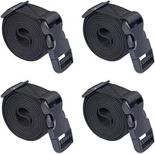 Adjustable Nylon Tie Down Straps With Buckle - 4 Pack 6 Feet Black