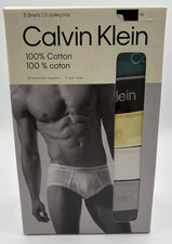 Calvin Klein 100 Cotton Men  s Briefs Sz Medium 5 Pk Black Multicolor Teal Waist