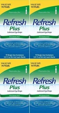 4 X REFRESH PLUS - LUBRICANT EYE DROPS - 70 VIALS - EXP. 7/2026