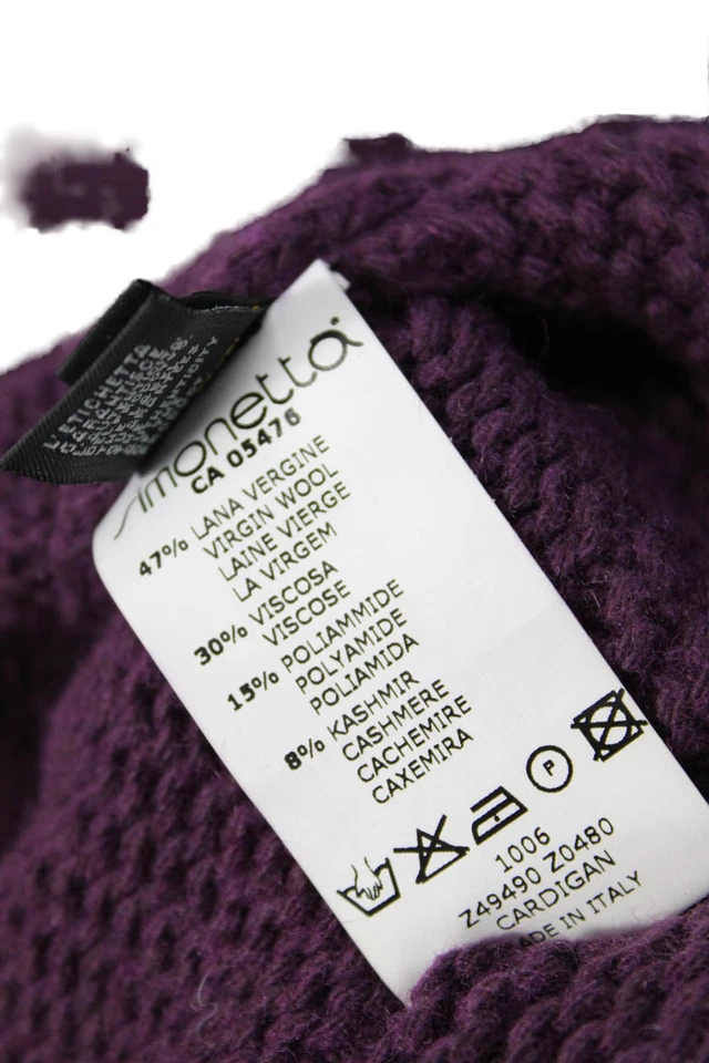 Fendi Unisex Purple Collared Button Cardigan Virgin Wool Cashmere Size 12 - Image 4 of 4