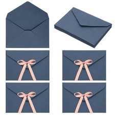 20 Pack Greeting Card Envelopes with Ribbon Bow, Blue 6.3" x 4.4"