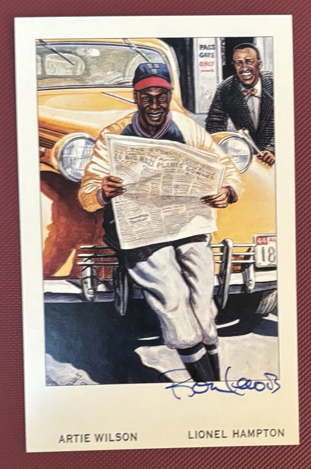 Carta de bocetos originales de Ron Lewis y postal firmada de la Liga Negra Foto 3 de 4