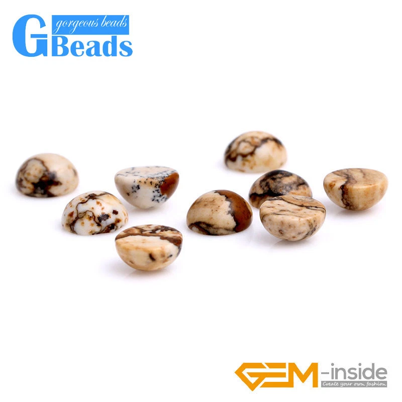 Oval Yellow Picture Jasper Cabochon Beads Ring Pendant Jewelry Making 5pcs Stone - Image 4 of 4