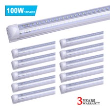 10 Pcs T8 8FT Led Tube Light Bulbs 100W Led Shop Light 8' Led Garage Light 6000K