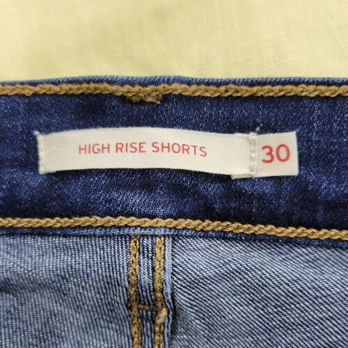 Levi's Women's High Rise Frayed Hem Shorts Stretch 30 Dark Blue Wash #728780019 - Picture 5 of 8