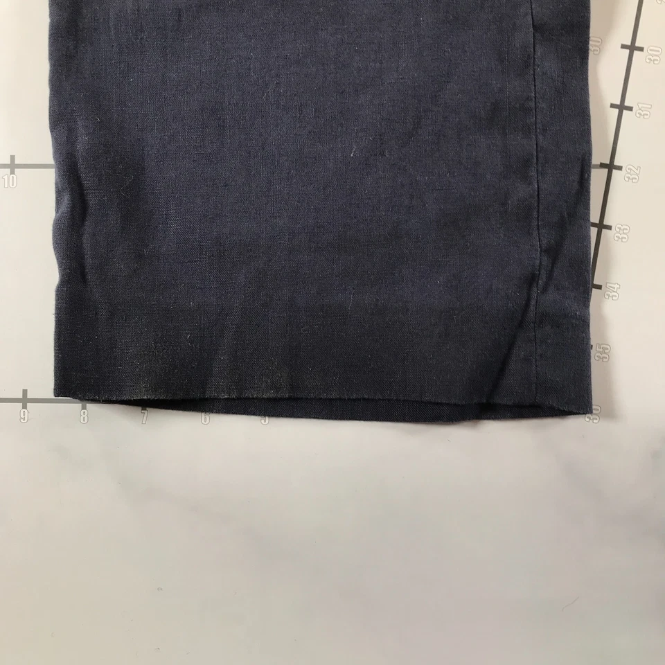 Pantalones Ralph Lauren Etiqueta Negra Mujer 36 Azul Marino Hebilla Lateral Recta Lino Foto 4 de 4