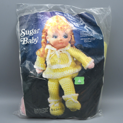 Sugar Baby Crochet Doll Kit Plastic Head Vintage Create Your Own