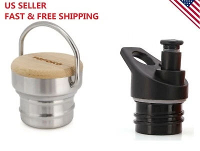 HYDRO2GO 2 Lids For Hydro Flask Standard Mouth Water Bottle-Bite Vale + Bamboo Lid