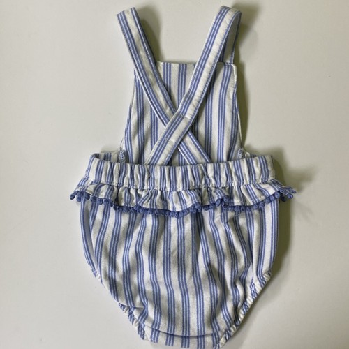 One Piece Romper Size 6 Months Stripes Blue White Baby Girls Ruffles Embroidery - Picture 5 of 16