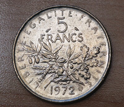 フランス 1972年製 5フラン 　（本物） 1972 France 5 Francs | eBay