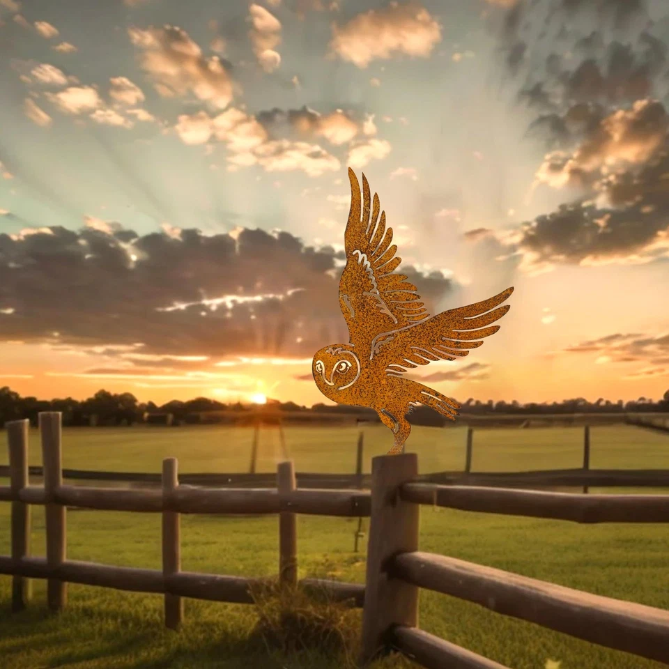 Rost Eule Gartendeko 35 X 22 cm Eule Vogel Rost Deko Metall ROST-Deko EuleGar... - Bild 4 von 4