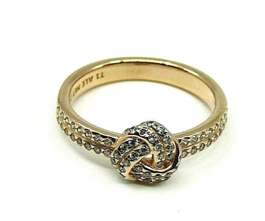 AUTHENTIC PANDORA SHIMMERING KNOT RING 14K ROSE GOLD PLATED CZ SIZE 54