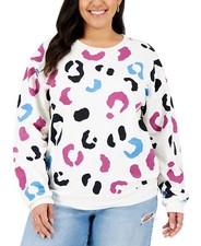 Mighty Fine Ladies Trendy Plus Size Leopard Print Sweatshirt Plus Size 2X