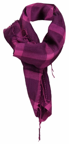 Tigertie Halstuch In Lila Violett Kariert Mit Fransen - 90 Cm X 90 Cm-image