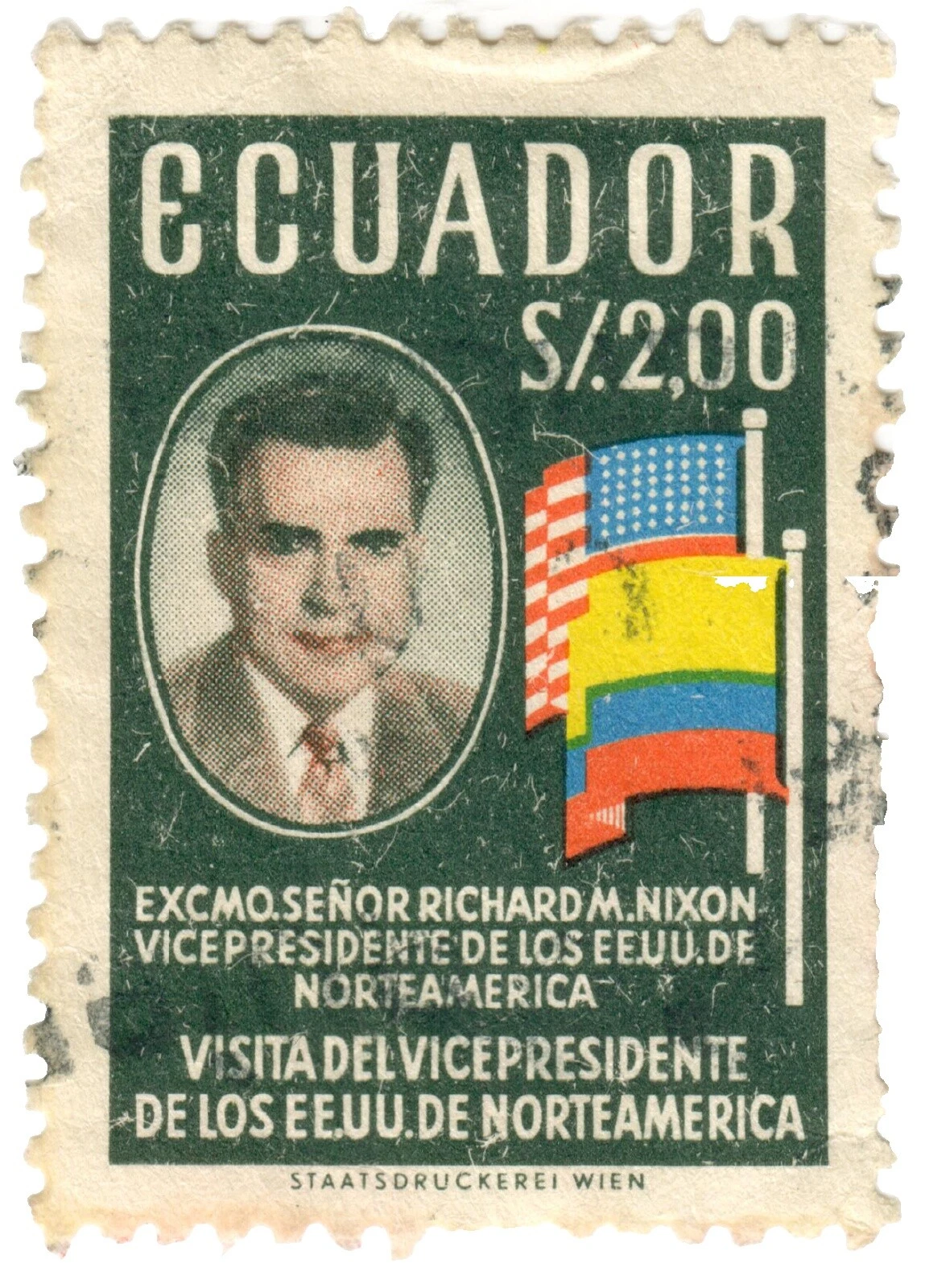 Machine Cancel Used Ecuadorian Stamps