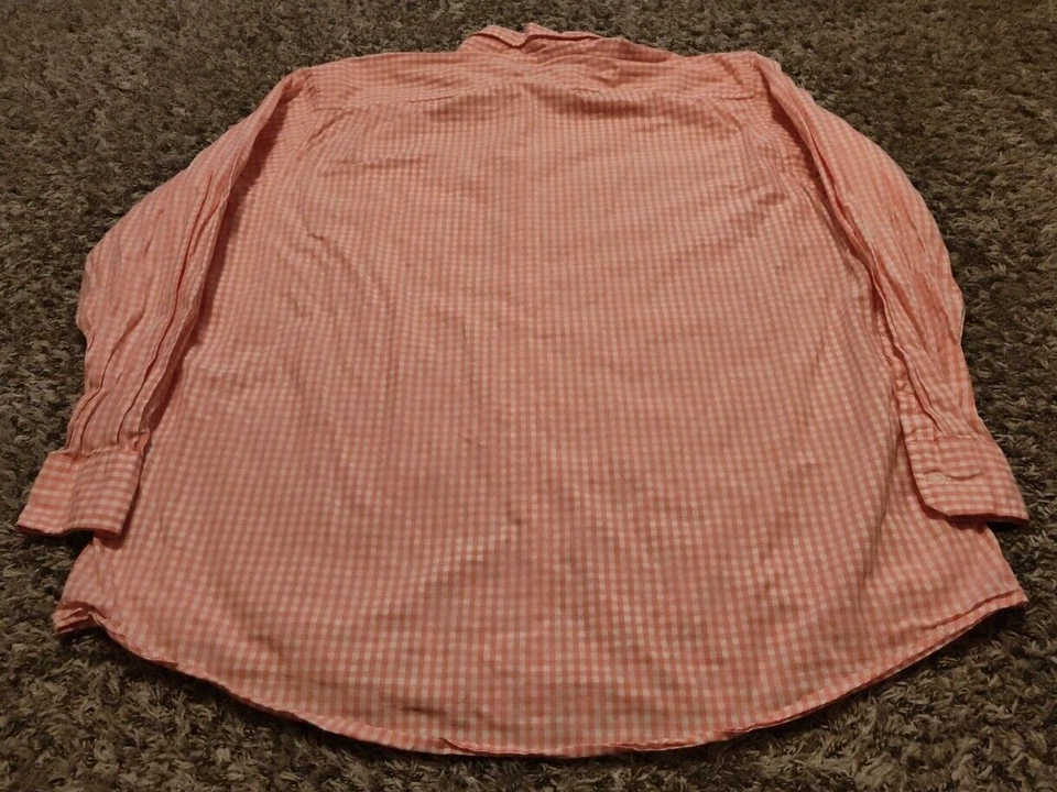 Nautica Shirt Mens 3XLT Pink Gingham Check Long Sleeve Button Down 100% Cotton - Image 2 of 4