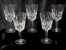 Vintage GORHAM Cut Crystal KING EDWARD 7.125" Water Wine Goblets - Set Of 5