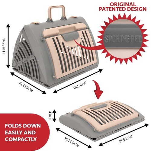 Cat Carrier Foldable Plastic Travel Pet Carrier Fold Down Long Life All In One - Picture 2 of 11
