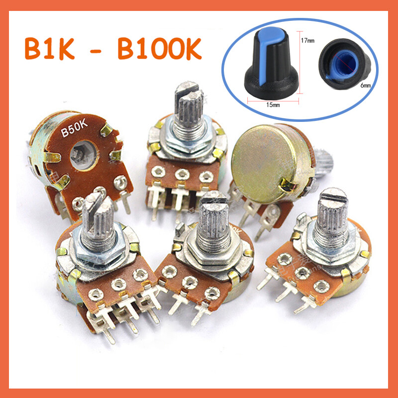 DAOKAI Potentiometer Kit – 10 Werte Von 1K Bis 1M Ohm, Linear, 3-polig, Mit Knöpfen, Muttern & Unterlegscheiben – Für Lautstärkeregelung, Audio, Gitarren & Mehr