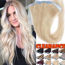 Russian Tape In Remy Human Hair Extensions Full Head Skin Weft Straight THICK 22