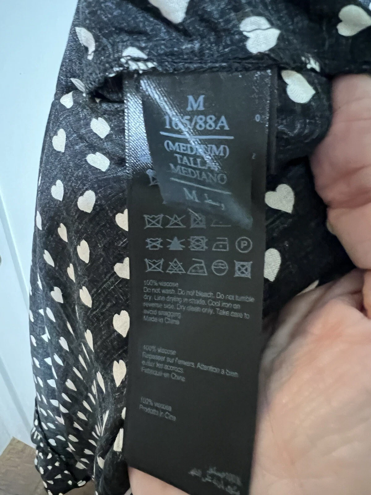 Abito All Saints Krystal San Valentino avvolgente taglia M nero bianco cuori manica corta