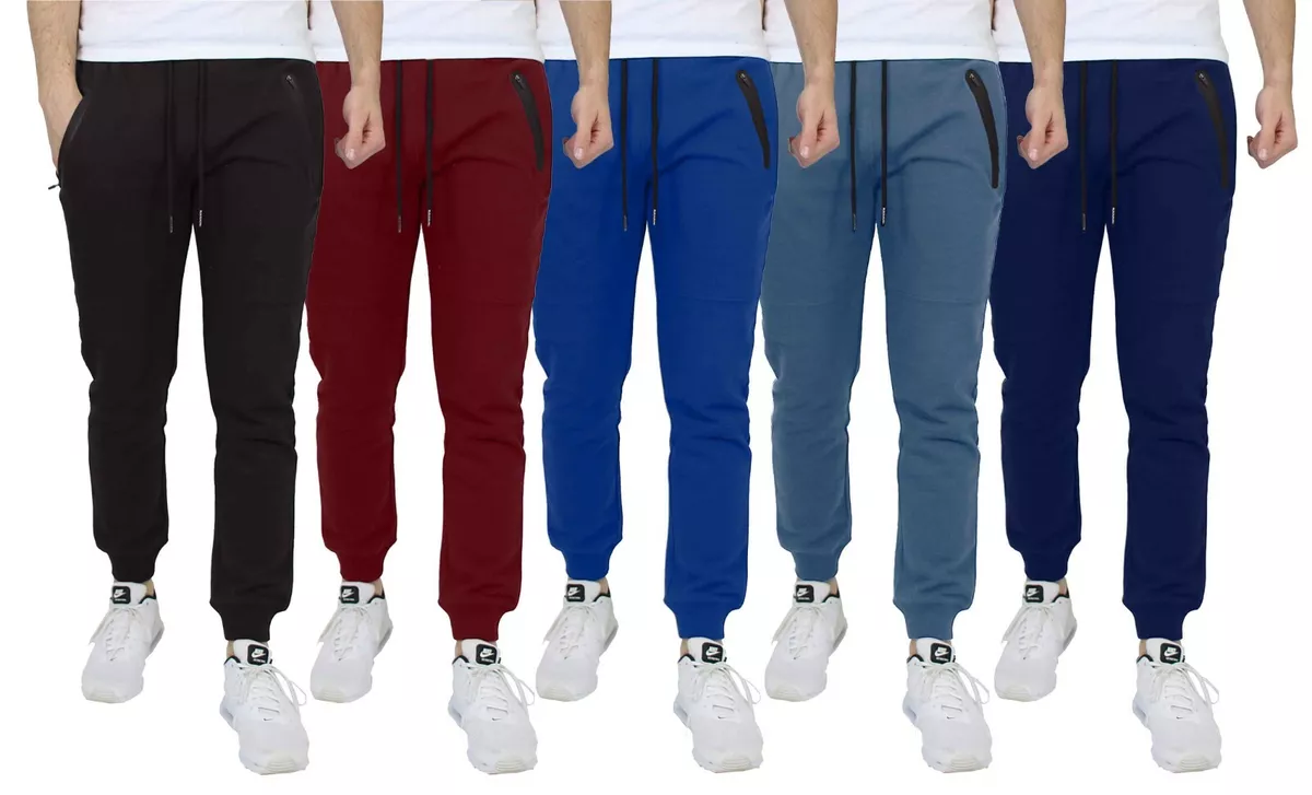 Men's Slim-Fit Jogger Sweatpants (2-PACK) & Zipper Pockets [ Sizes S-3XL ]  NWT