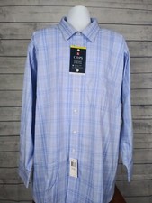 Mens Chaps Big & Tall  Blue Button Front Long Sleeve Dress Shirt 20/34/35