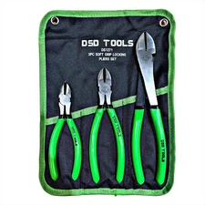 Tool Kingdom 8" 200mm 3pc Plier Set, Side Cutter, Long Nose, Combination Pliers 