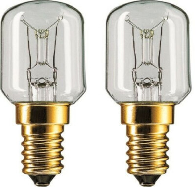 2x Backofenlampe 25 Watt PHILIPS Herd Ofen Mikrowelle E14 Glühbirne Licht 25W