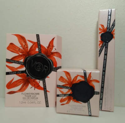 Viktor & Rolf Flowerbomb Tiger Lily Perfume/Parfum Mini + .34 oz Travel  3!