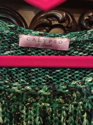 NWOT CALYPSO St Barth Knit Open Sweater Size S Green & Gold Silk? - Picture 5 of 10
