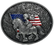 Cowgirl Belt Buckle Girls Women Teens Rodeo Western Belt Buckles USA Flag Cowboy