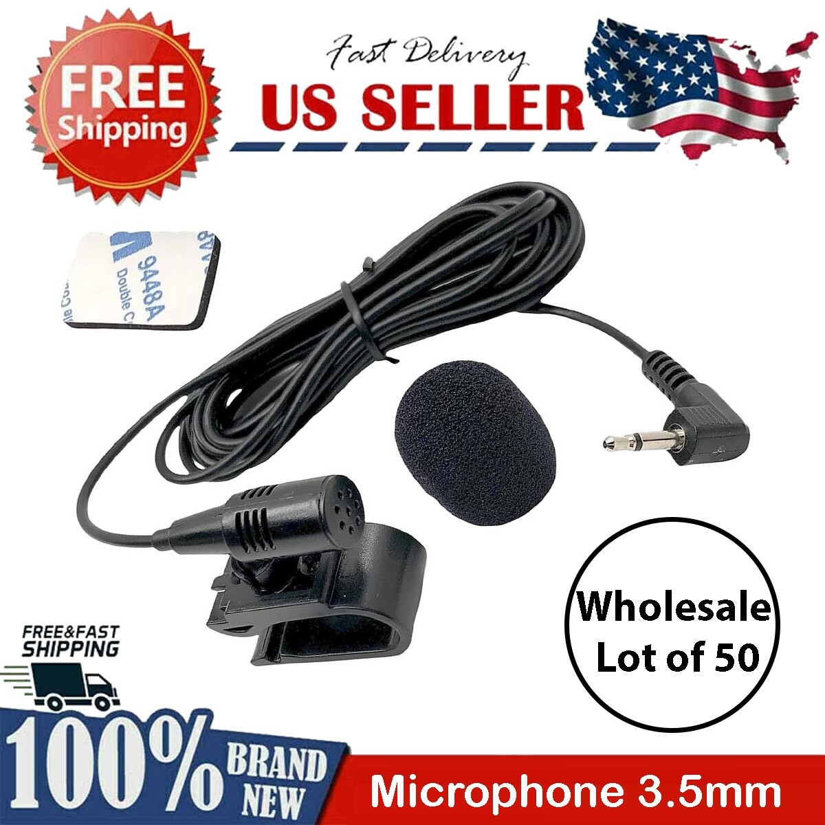 Wholesale LOT of 50PC Microphone 3.5mm for DUAL Car Stereo Radio Handsfree Mic