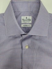 EMANUEL BERG Modern Fit Red White Blue Plaid Check Slim Cotton Shirt 15/38 S