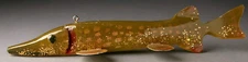 VINTAGE CHUCK LEWIS 10" PIKE ~ ICE FISH SPEARING DECOY~ FOLK ART FISHING LURE